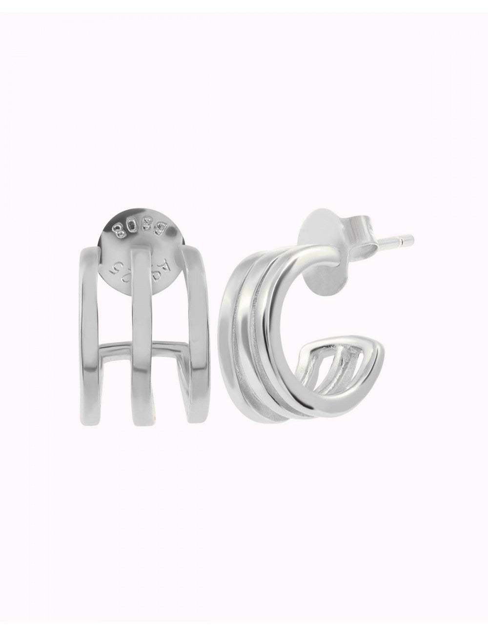 Triple Band Huggie Hoop Earrings
