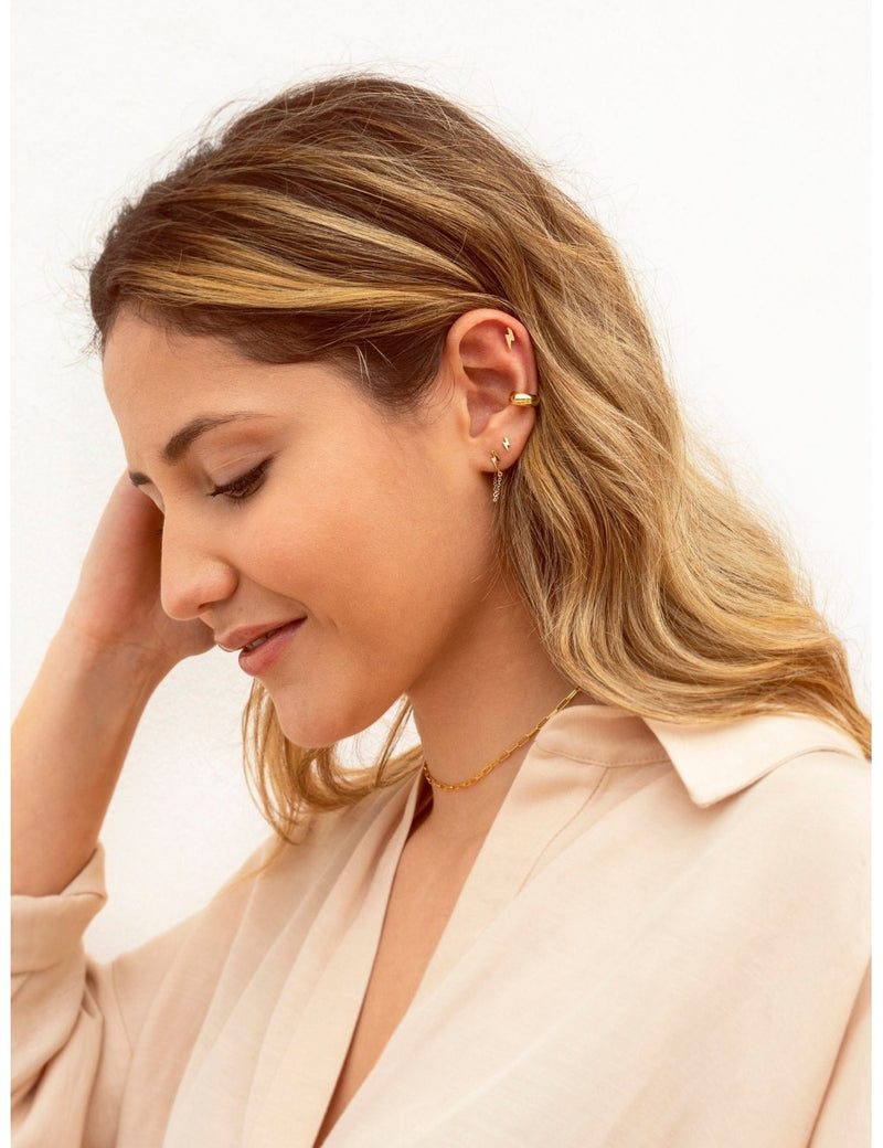 Pendientes conch ear cuff chunky de plata lisa