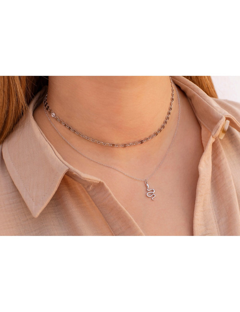 Snake Shaped Pendant Charm Chain Necklace