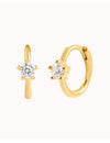5 Prong CZ Solitaire Huggie Hoop Earrings
