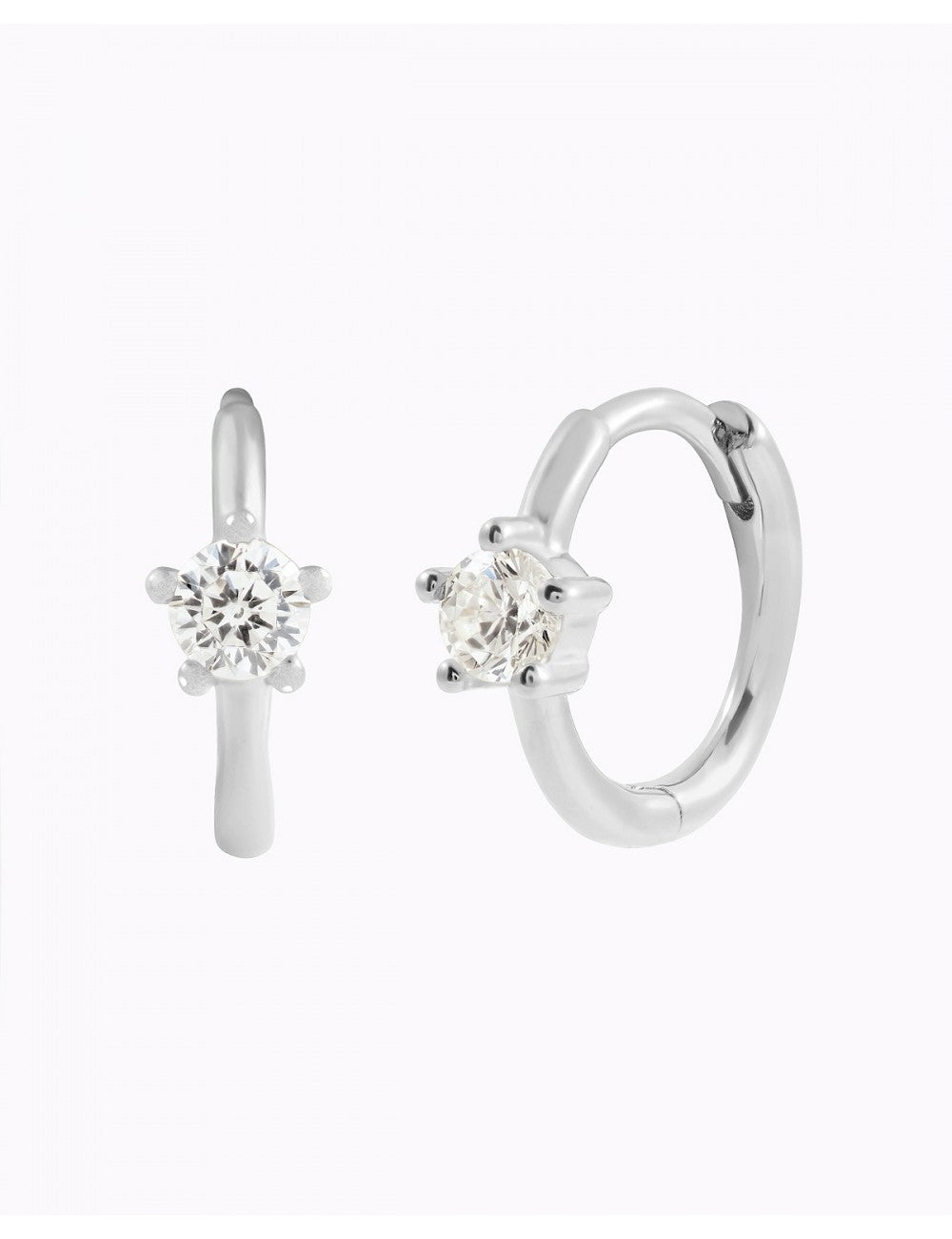 5 Prong CZ Solitaire Huggie Hoop Earrings
