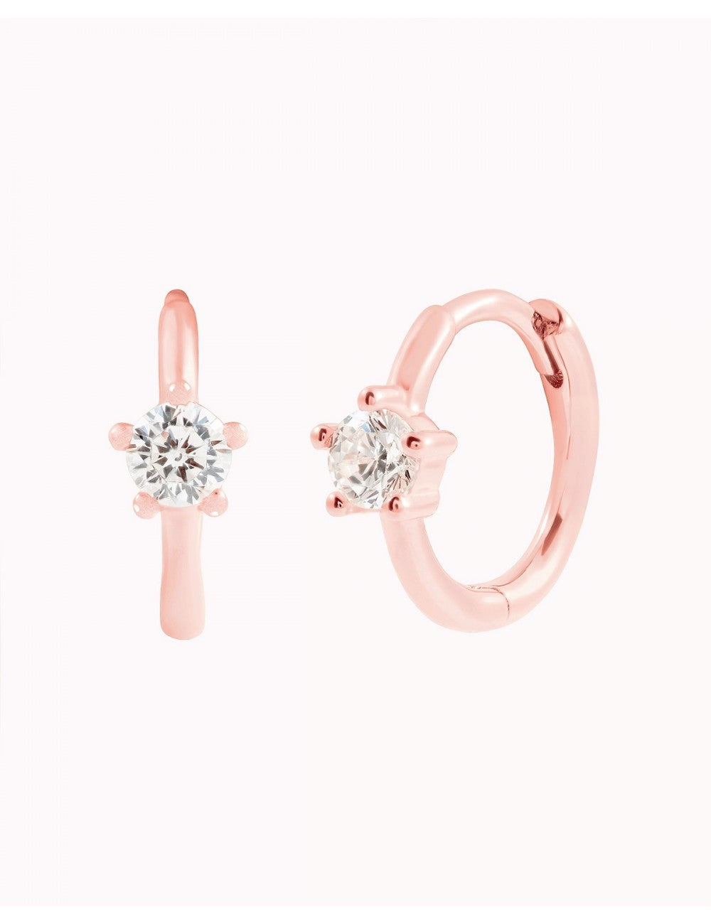 5 Prong CZ Solitaire Huggie Hoop Earrings