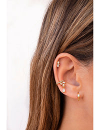 5 Prong CZ Solitaire Huggie Hoop Earrings