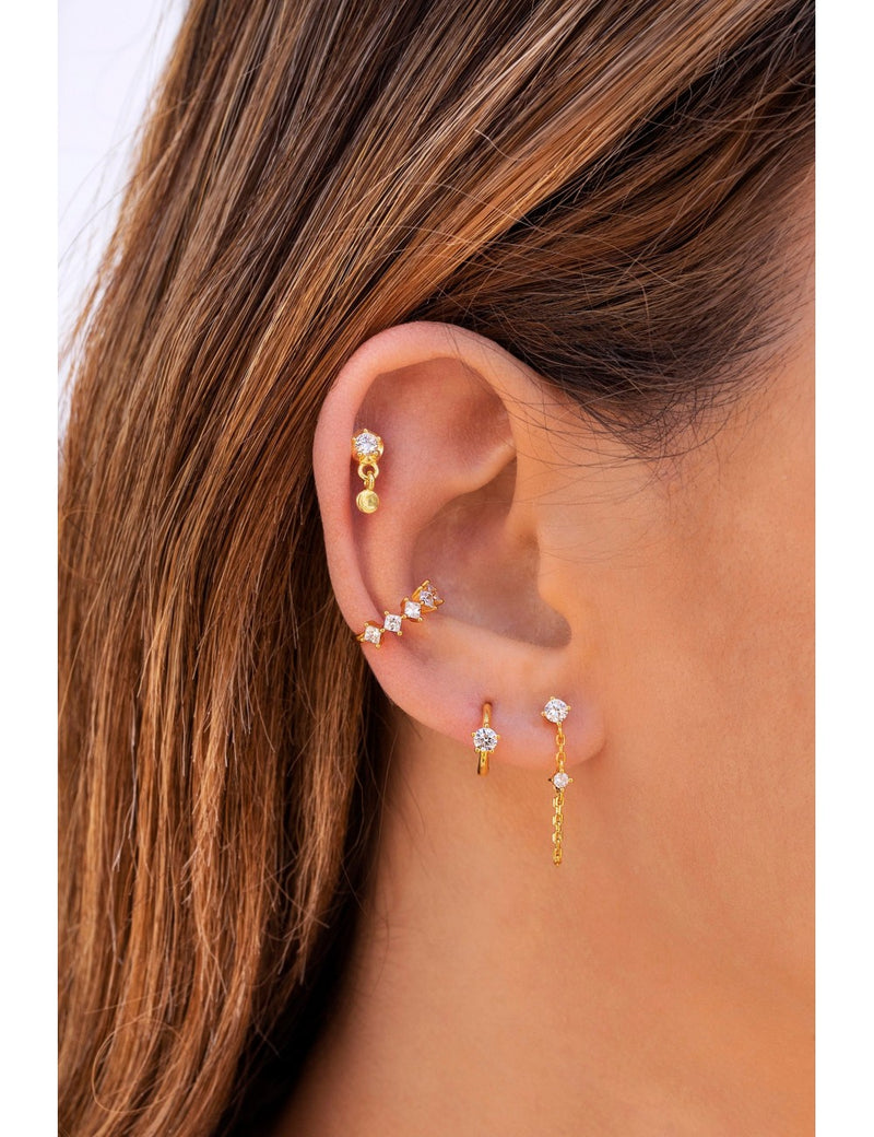 5 Prong CZ Solitaire Huggie Hoop Earrings