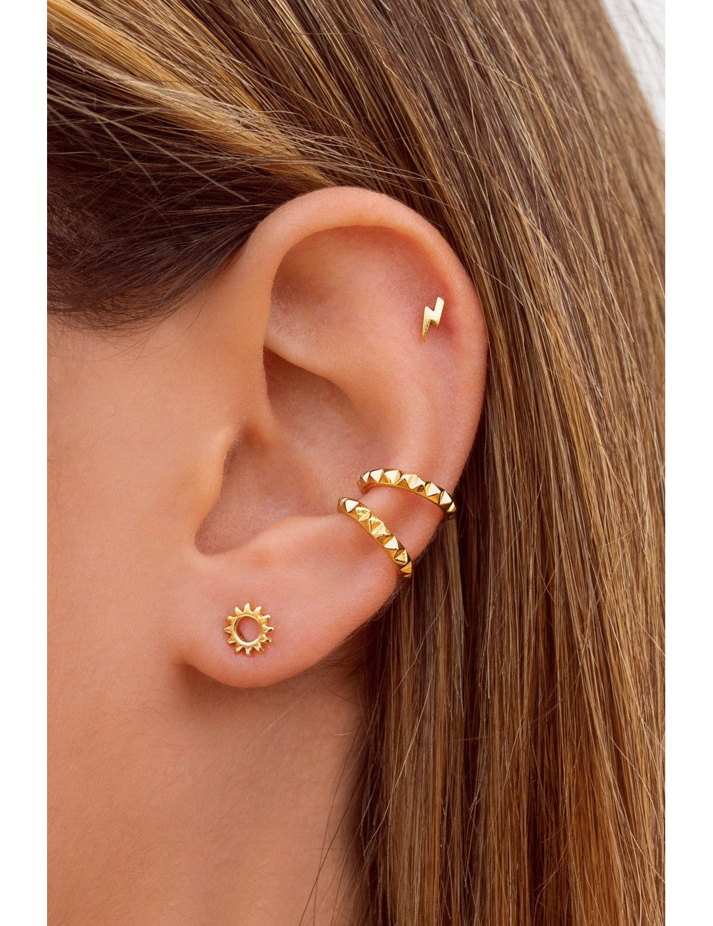 Pyramid Spikes Conch Ear Cuff Earrings