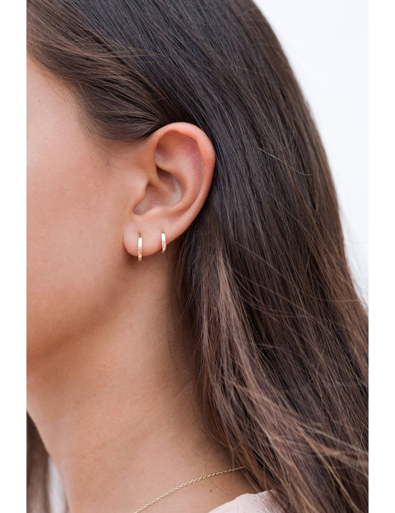 Dainty Square Edges Huggie Hoop Earrings - Three sizes, 8, 10 and 12 mm