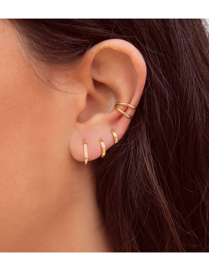 Dainty Square Edges Huggie Hoop Earrings - Three sizes, 8, 10 and 12 mm