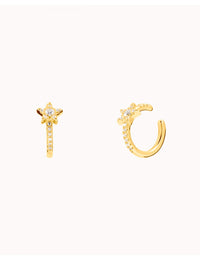 Boucles d'oreilles manchettes d'oreilles conques étoilées avec zircons sertis pavé