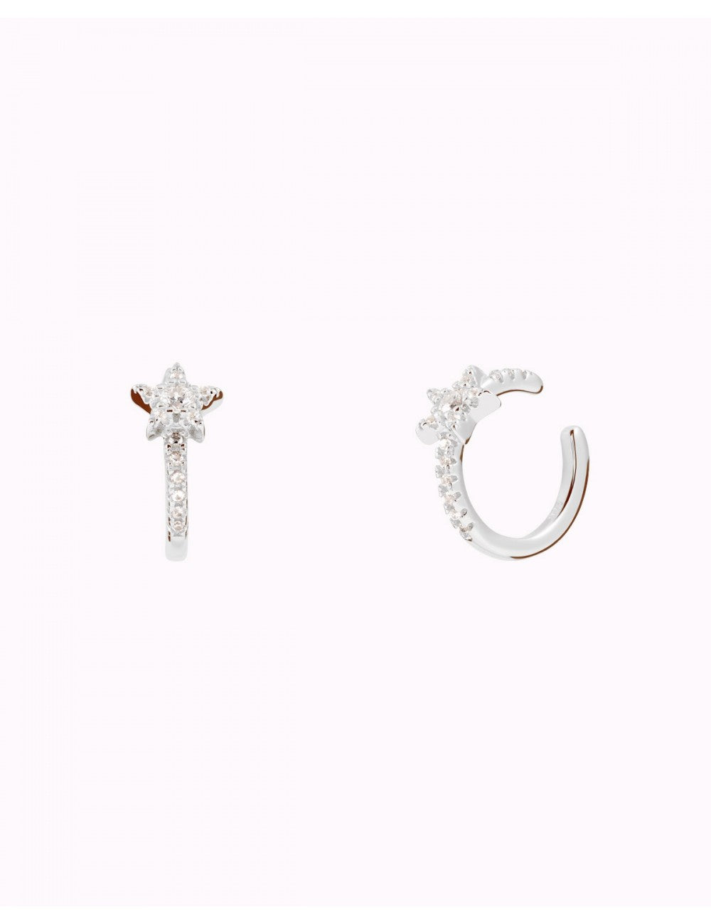 Boucles d'oreilles manchettes d'oreilles conques étoilées avec zircons sertis pavé