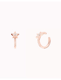Boucles d'oreilles manchettes d'oreilles conques étoilées avec zircons sertis pavé