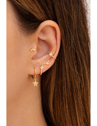 Boucles d'oreilles manchettes d'oreilles conques étoilées avec zircons sertis pavé