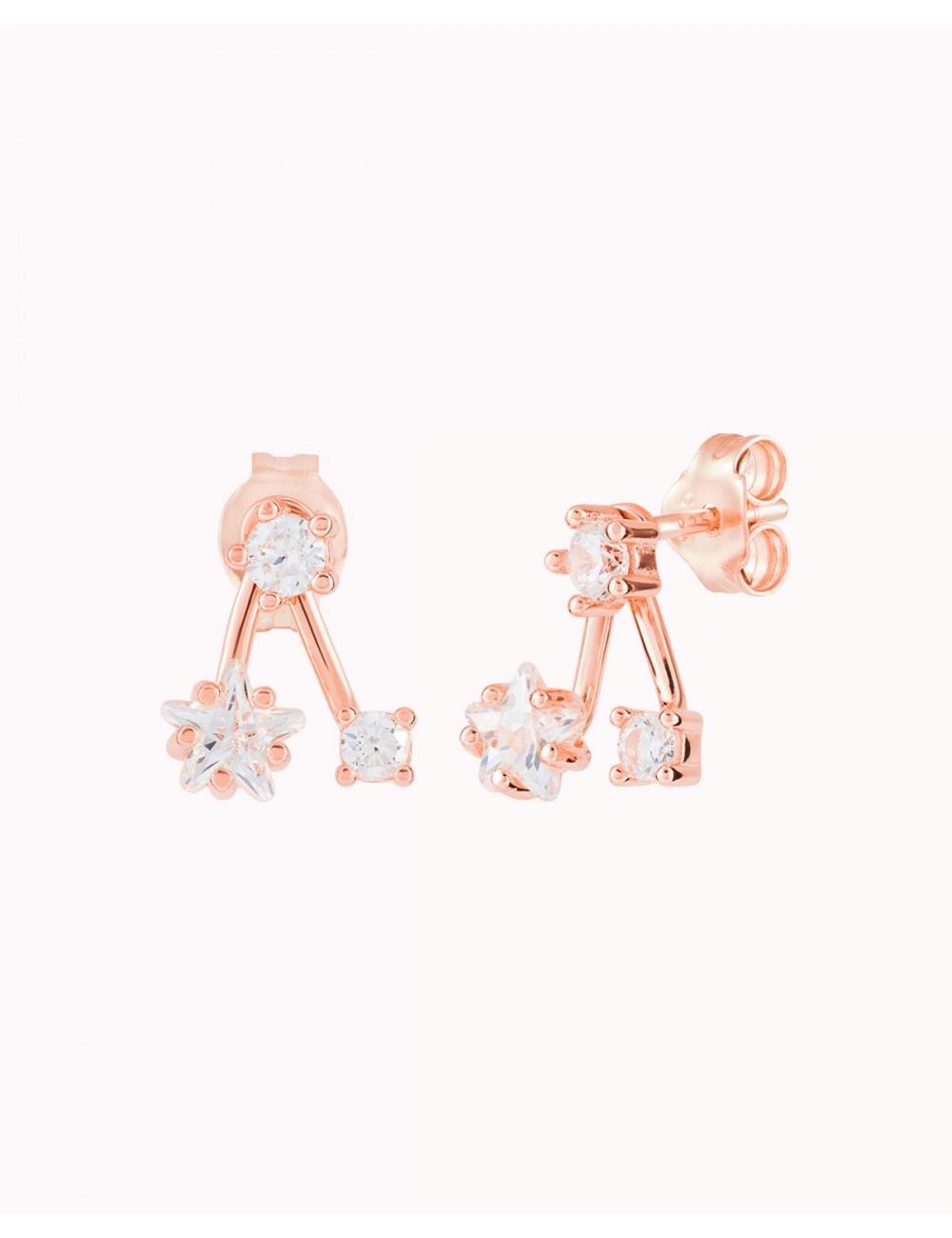 Pendientes ear jacket con circonitas en forma de estrella