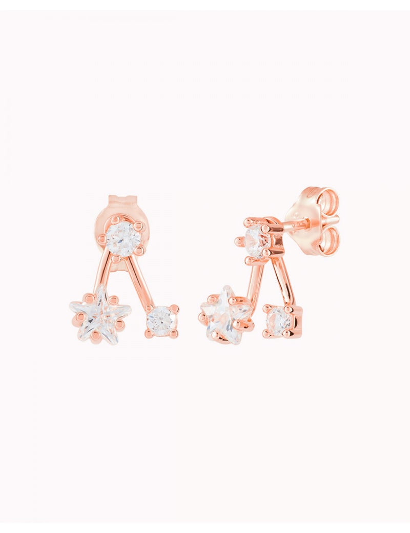 Pendientes ear jacket con circonitas en forma de estrella