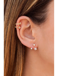 Pendientes ear jacket con circonitas en forma de estrella