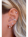 Pendientes ear jacket con circonitas en forma de estrella