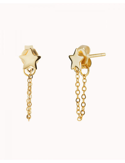 Star Shaped Dangling Chain Stud Earrings