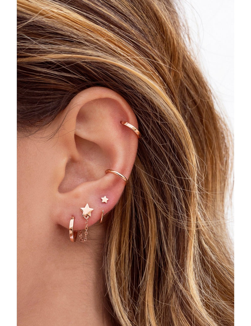 Star Shaped Dangling Chain Stud Earrings