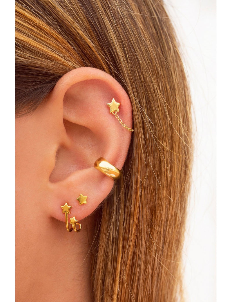 Star Shaped Dangling Chain Stud Earrings