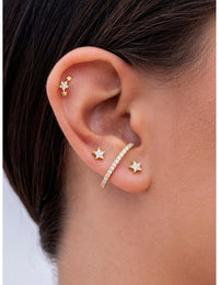Pave CZ Star Shaped Stud Earrings