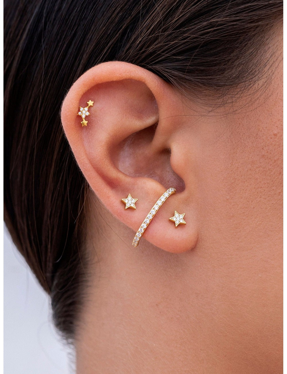 Pave CZ Star Shaped Stud Earrings