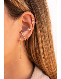 Pendientes stud ear lobe cuff con circonitas en talla baguette