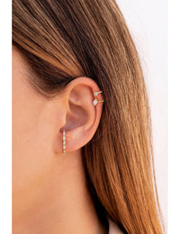 Pendientes stud ear lobe cuff con circonitas en talla baguette