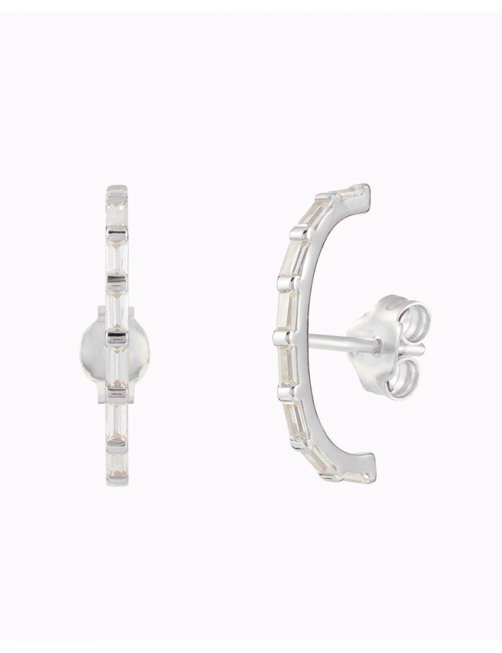 Pendientes stud ear lobe cuff con circonitas en talla baguette