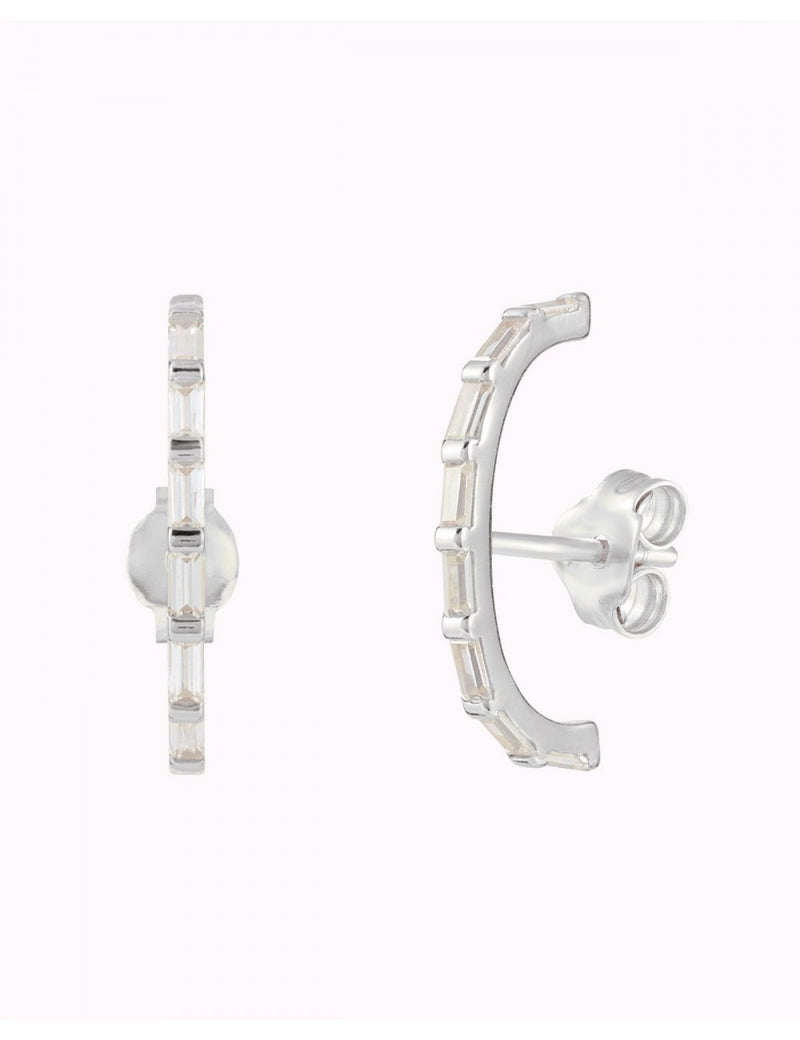 Pendientes stud ear lobe cuff con circonitas en talla baguette
