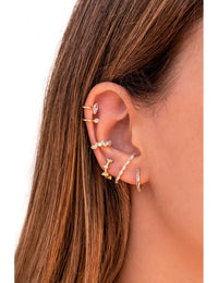 Pendientes stud ear lobe cuff con circonitas en talla baguette