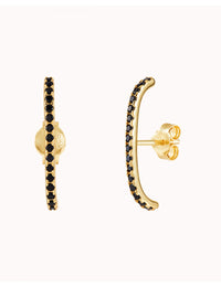 Black Cz Ear Lobe Cuff Stud Earrings
