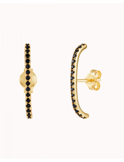 Black Cz Ear Lobe Cuff Stud Earrings