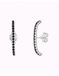 Black Cz Ear Lobe Cuff Stud Earrings