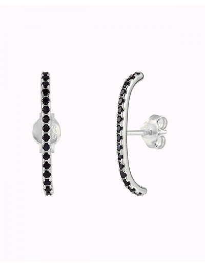Black Cz Ear Lobe Cuff Stud Earrings