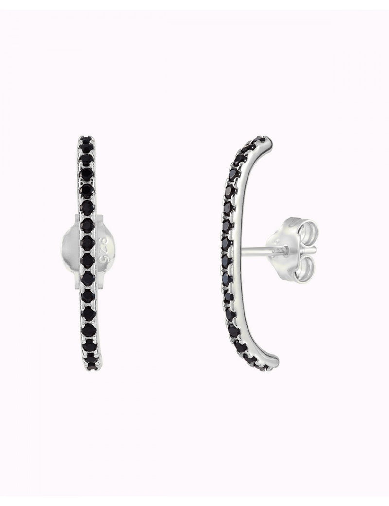 Black Cz Ear Lobe Cuff Stud Earrings
