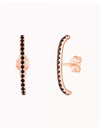 Black Cz Ear Lobe Cuff Stud Earrings