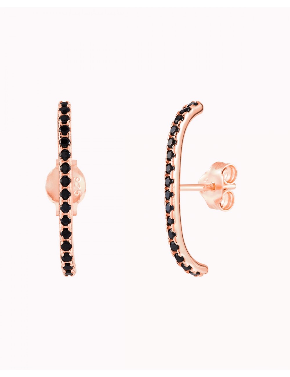 Black Cz Ear Lobe Cuff Stud Earrings