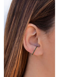 Black Cz Ear Lobe Cuff Stud Earrings