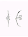 3 Prongs CZ Ear Lobe Cuff Earrings - 4 Stone Colors Available: White, Black, Turquoise & Purple