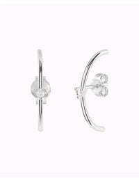 3 Prongs CZ Ear Lobe Cuff Earrings - 4 Stone Colors Available: White, Black, Turquoise & Purple
