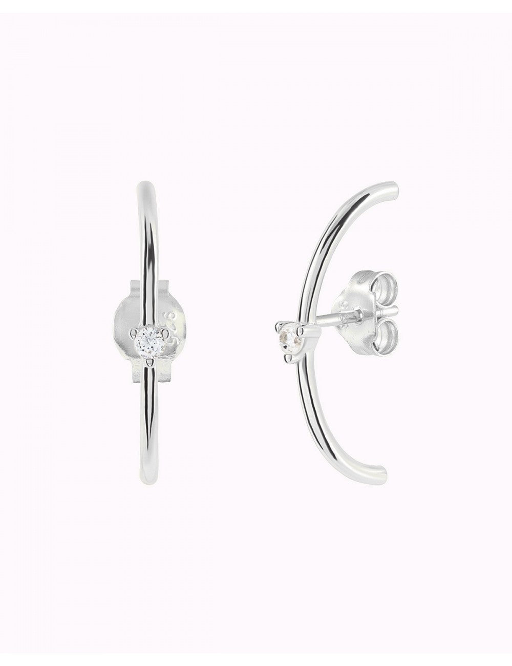 3 Prongs CZ Ear Lobe Cuff Earrings - 4 Stone Colors Available: White, Black, Turquoise & Purple