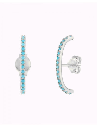 Turquoise CZ Ear Lobe Cuff Stud Earrings
