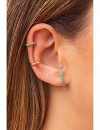 Pendientes stud ear lobe cuff con circonitas de color turquesa