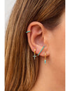 Pendientes stud ear lobe cuff con circonitas de color turquesa