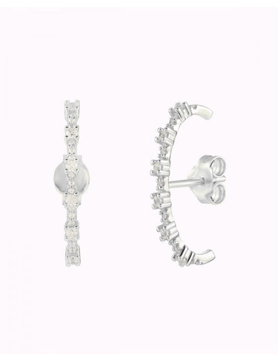 Pave & 4 Prongs Cz Ear Lobe Cuff Stud Earrings