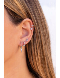 3 Baguette CZ Stud Earrings
