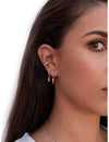 Baguette CZ Stud Earrings With Dangling Spike Charm - Two Sizes Available