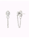 Round CZ Dangling Chain Stud Earrings
