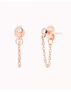 Round CZ Dangling Chain Stud Earrings