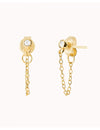 Round CZ Dangling Chain Stud Earrings