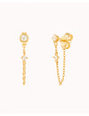 4 Prong Setting Round CZ Dangling Chain Stud Earrings